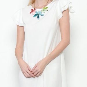 Ruffle Sleeve Shift Dress